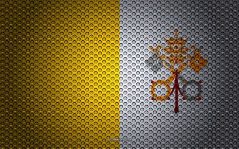 Download Wallpapers Flag Of Vatican City 4k Creative Art Metal Mesh