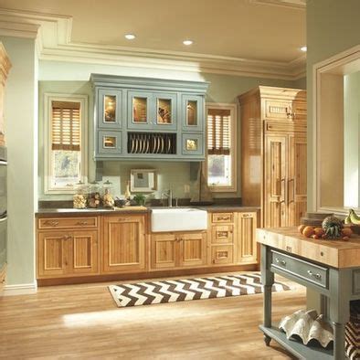 However, it's also an excellent option for a. Another shot of that cool sage-blue color with oak cabinets | Kitchen room design, Pine kitchen ...