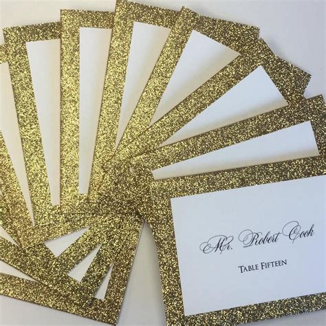 Gold Glitter Sparkle Custom Stationary Speciality Place Cards