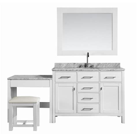 Clearance lowest price, limited quantity. Design Element London 48 in. W x 22 in. D Vanity in White with Marble Vanity Top in Carrara ...