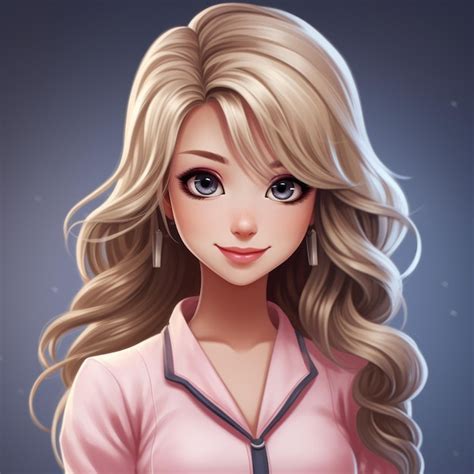 Premium Ai Image A Cartoon Girl With Long Blonde Hair And Blue Eyes
