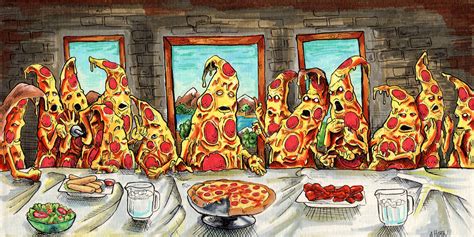 Cheesus Crust And The Pizza Last Supper Pen And Marker 6 X 12 Rart
