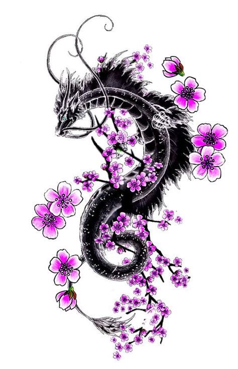 Dragon And Sakura Branch By Rayrayloser11 On Deviantart Small Dragon