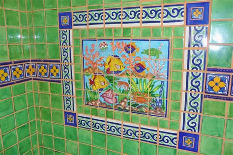 Bathroom Shower Mural Using Mexican Tiles Tile Murals Bathroom