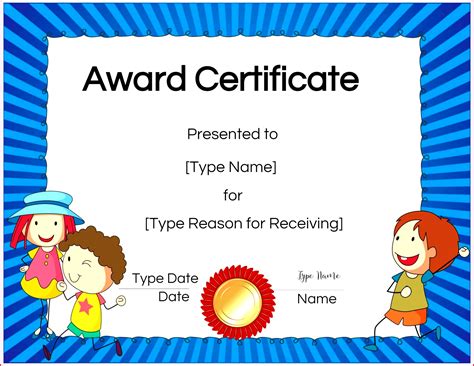 4 kids certificate of participation template 15887