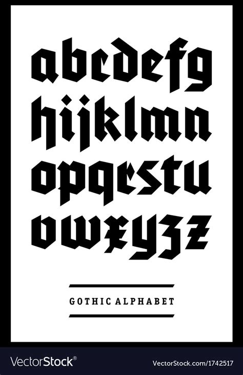 Gothic Font Alphabet Type Royalty Free Vector Image