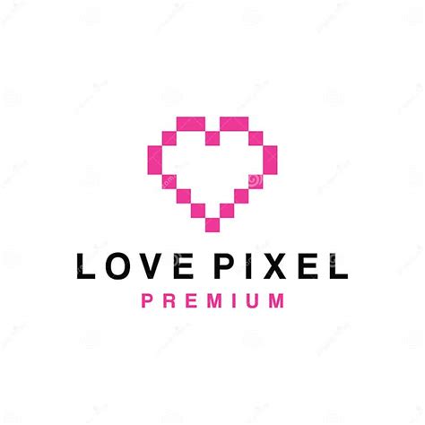 Love Pixel Logo Technology Icon Digital Vector Modern Symbol Company
