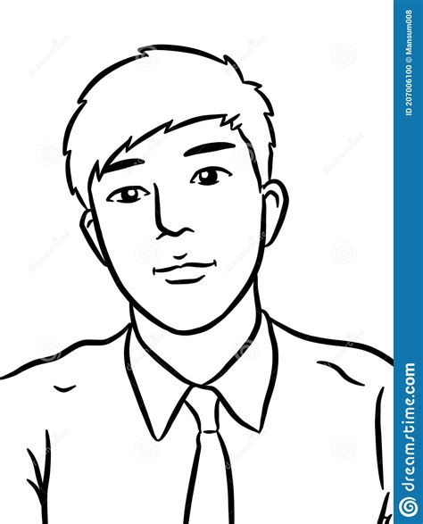Drawing Black And White Of Cute Man For Painting Stock Illustration