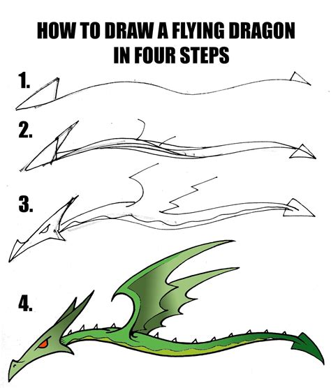 How To Draw A Basic Flying Dragon Step By Step Easily For Kids Best