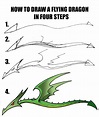 How to Draw a basic flying dragon, step by step easily for kids - Best ...