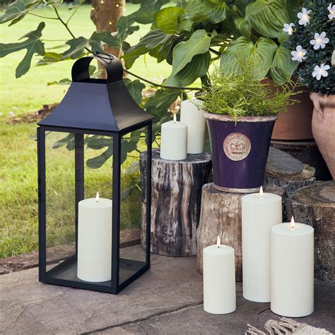 59cm Albury Black Garden Lantern With Truglow Candle Uk