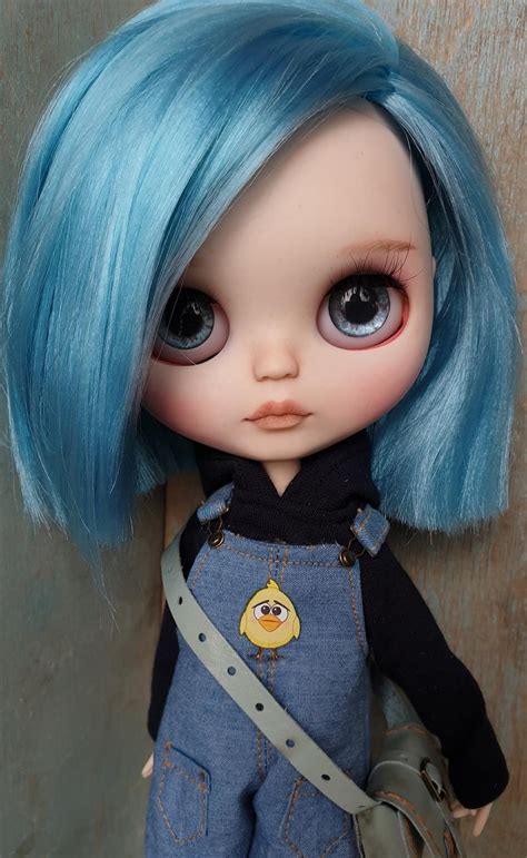 Blythe Custom Doll Ooak Art Doll Tbl With Blue Hair Etsy
