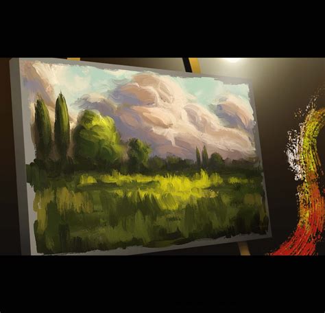 Concept Art And Photoshop Brushes Digital Oil Landscape Scenery Art