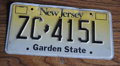 New Jersey License Plate Zc 415l Yellow And White With