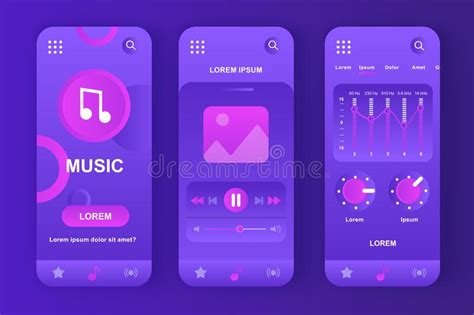 Set Of Ui Ux Gui Screens Music App Flat Design Template For Mobile