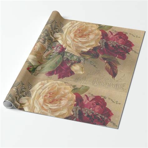 Vintage Victorian Cream Rose T Craft Wrapping Paper