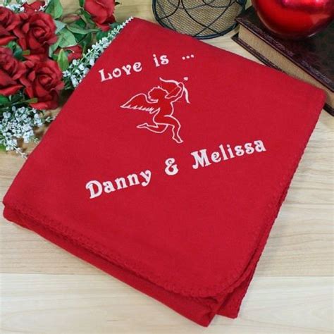 Embroidered Cupid Fleece Throw Blanket Sexy Valentines Fleece Throw