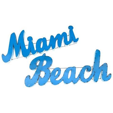 Large Vintage Miami Beach Enamelled Metal Sign For Sale At 1stdibs