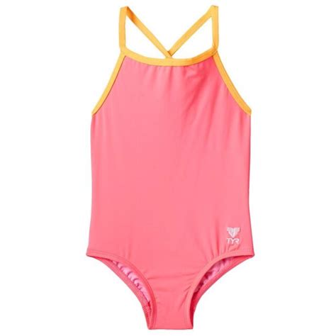 Tyr Girls Solid Diamondfit One Piece Swim Bathing Suit Pink Xsmall New