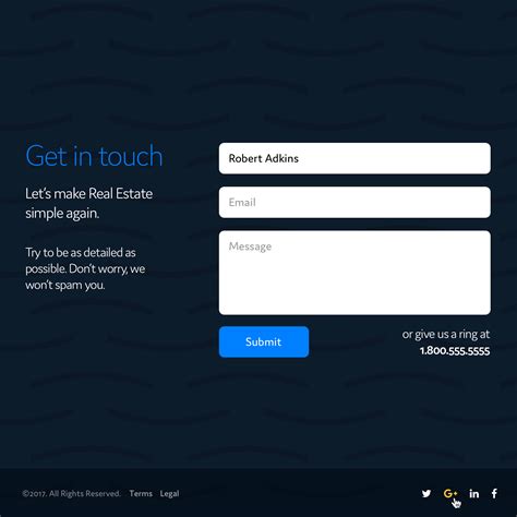 Simple Contact Form By Roach Design Co On Dribbble