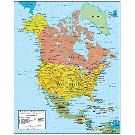 Buy North America Wall Map Laminated Geopolitical Edition By Swiftmaps