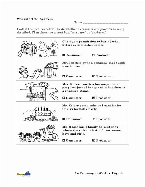 4th Grade Economics Worksheet