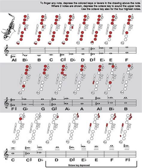 Alto Saxophone Notes And Finger Chart