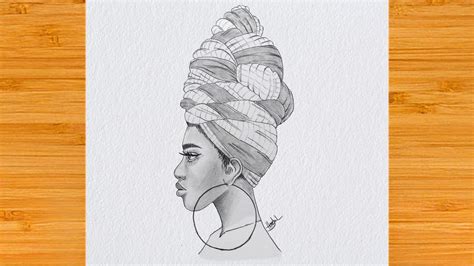 How To Draw An African Girl With Head Wrap Dhuku Drawing African