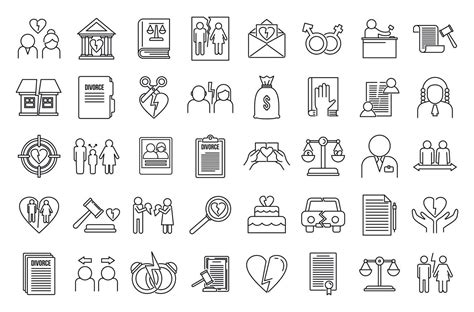 Divorce Separation Icons Set Outline Style 8843261 Vector Art At Vecteezy