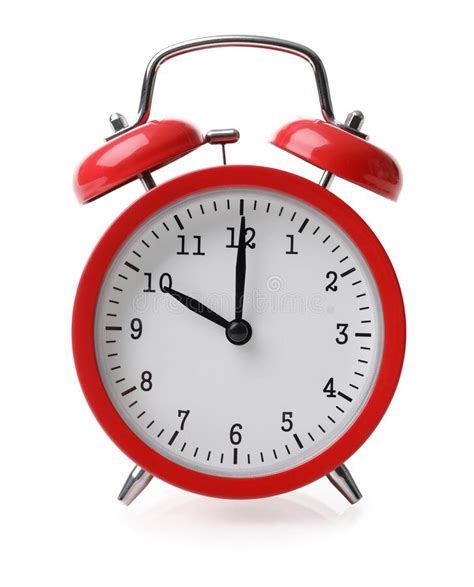 Red Alarm Clock Set At Eight Isolated Over White Background Stock Image