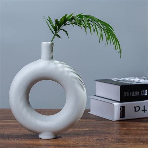 ceramic circular vase nordic style round donut flower vase etsy