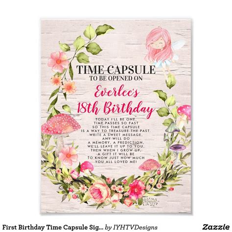 First Birthday Time Capsule Sign Enchanted Fairy In 2021