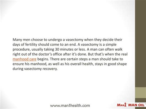 Ppt Vasectomy Care What To Expect From Recovery Powerpoint Presentation Id