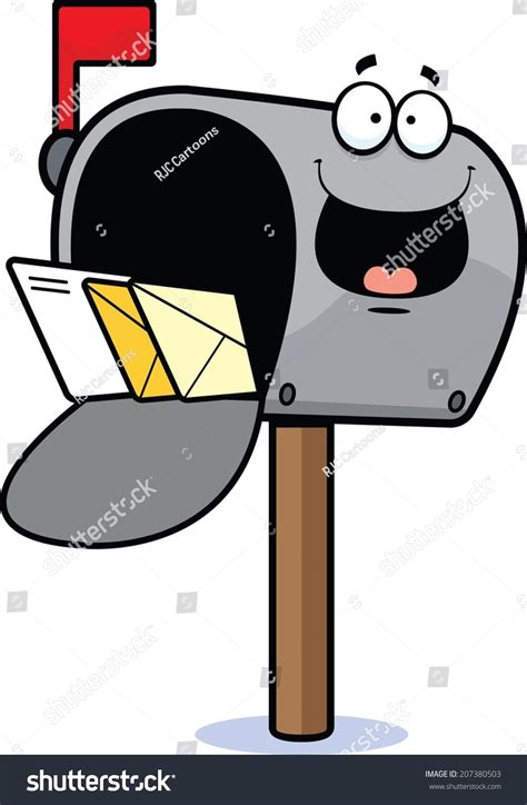 Cartoon Illustration Mailbox Happy Expression Stock Vector Royalty
