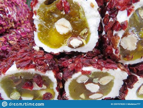 Traditional Turkish Delicacies Varieties Of Turkish Delight Stock