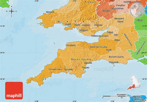 Political Shades Map Of South West
