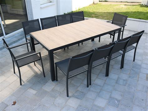 Contact a supplier or the parent company directly to get a quote or to find out a price or your closest. Table de jardin 10 places aluminium et céramique - Gris ...