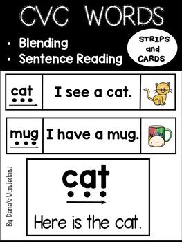 Scroll down the page for more examples and explanations. CVC Words Blending and Simple Sentence Reading (Strips and Cards)