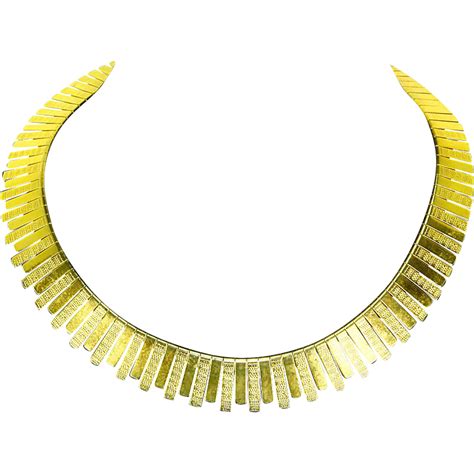 Egyptian Revival Collar Necklace Polished And Textured Gold Tone From