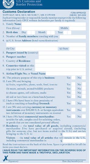 Andrew And Emmas Wedding Us Customs Declaration Form And Entry Into