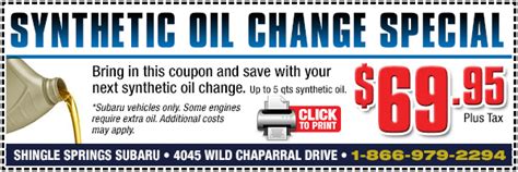 Full Synthetic Oil Change Coupon Sacramento Sacramento Subaru Service