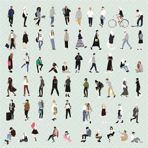 120 Flat Vector People Silhouettes | Architecture people, Silhouette ...