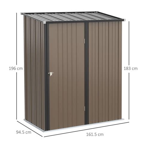 Outsunny Ft X Ft Metal Garden Storage Shed Brown Shedmaster Uk Garden Sheds Garden