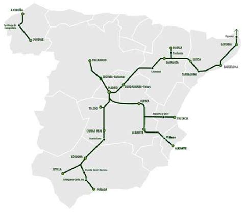 High Speed Rail Ave Lines Inaugurated Between 2005 And 2012 In Spain