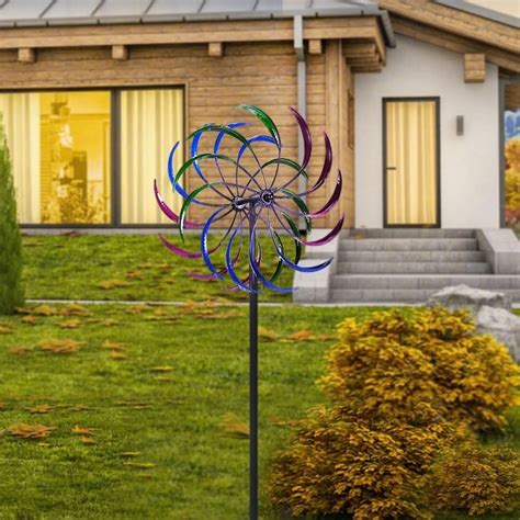 Metal Kinetic Rainbow Windmill Decorative Wind Spinner Outdoor Etsy