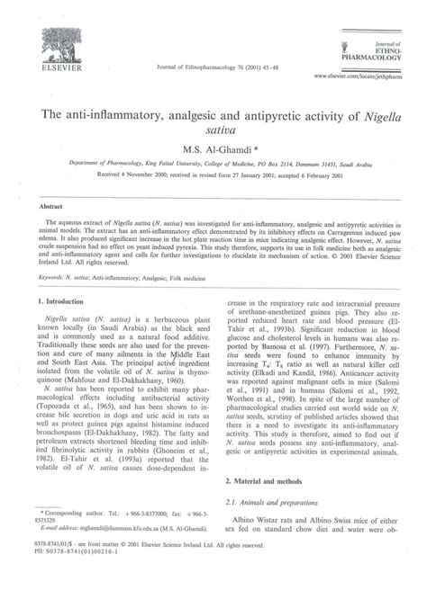 PDF The Anti Inflammatory Analgesic And Antipyretic Activity Of