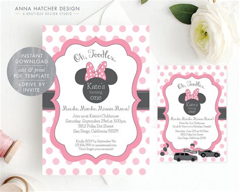 Paper And Party Supplies Paper Minnie Bowtique Invitation Girl Birthday