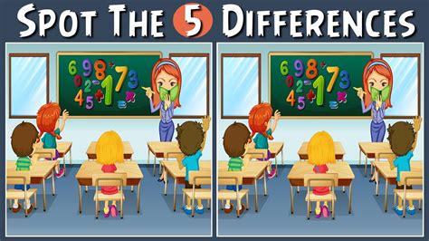 Spot 5 Differences In The Classroom Youtube