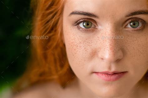 Beautiful Babe Freckled Green Eyed Lady With Red Hair Stock Photo By Prostock Studio