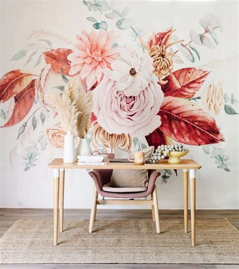 Graphic Floral Mural Bold Floral Interiors Stylish Modern Office